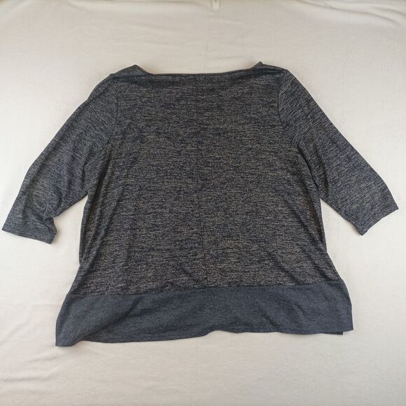 Lane Bryant Womens Knit Top Size 18/20 Blue Purple Heather 3/4 Slv Boat Neck - Picture 5 of 7